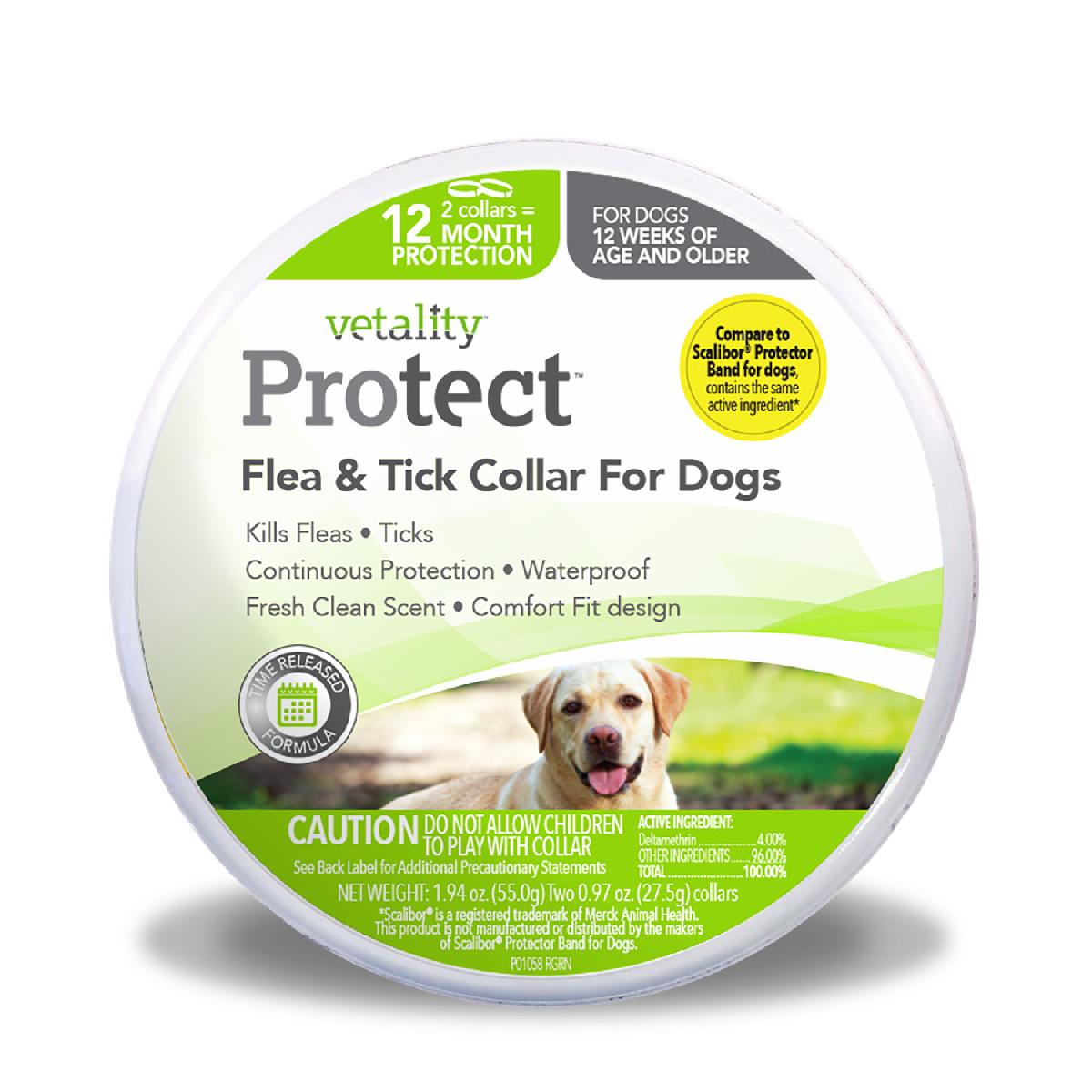 Vetality ProTect Flea and Tick Collar for Dogs, 2 Count Pet Supplies